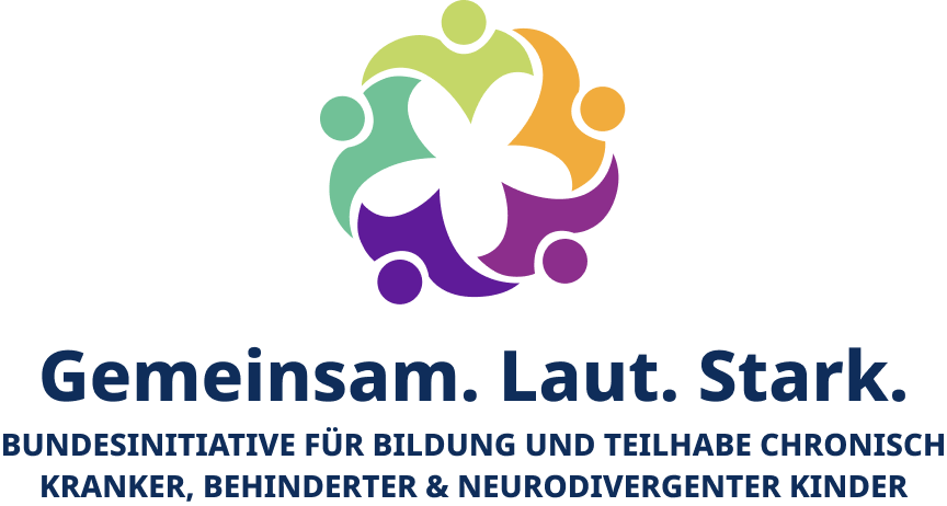 Logo von Gemeinsam. Laut. Stark. Bundesinitiative für Bildung und Teilhabe chronisch kranker, behinderter & neurodivergenter Kinder